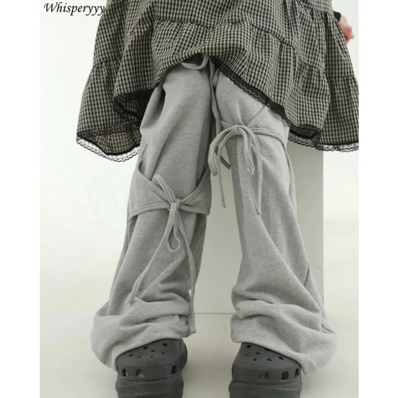 

Sweatpants Women Clothing Korea Streetwear Triangle Scarf Strap Wide Leg Pants Female Long Pants Vintgae Casual Trousers