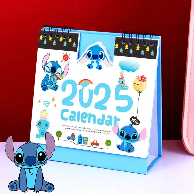 2025 Disney Stitch Desktop Calendar Boy Simple Notepad Planner Cartoon Anime Schedule Decor Calendar Time Manager Christmas Gift