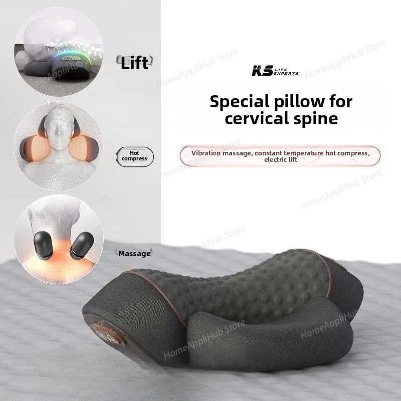 Cervical Pillow, Neck-Supporting Pillow for Sleeping with Massage, Spine Traction & Heating Functions back massager masajeador