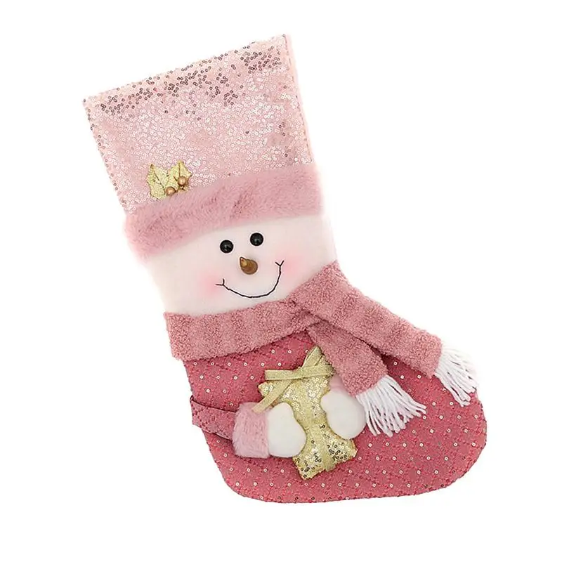 Winter Christmas Stockings Pink Sequin Christmas Winter Stockings Pendant Large Opening Decoration Tool For Doorknob Window