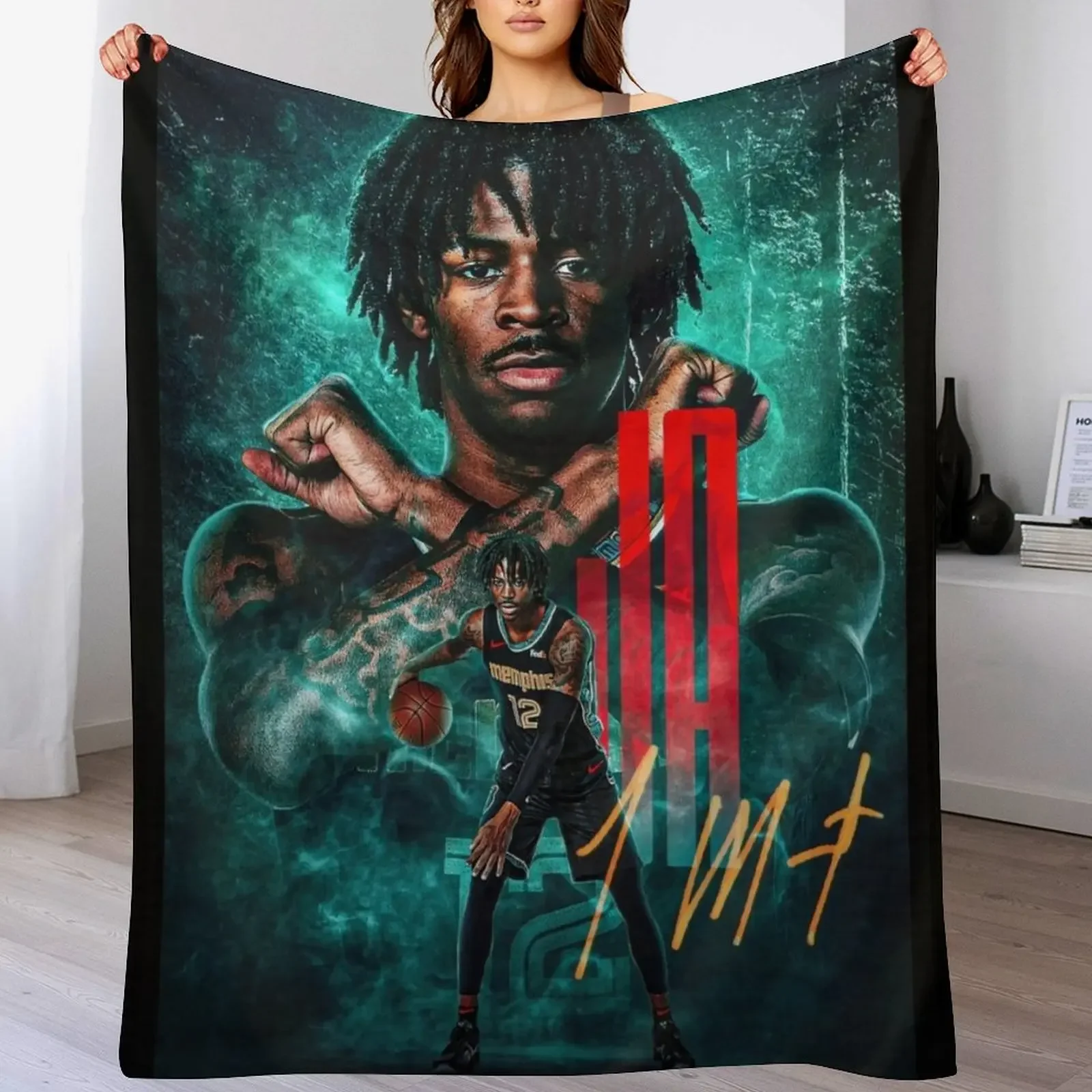 

Ja Air Morant #12 Memphis Throw Blanket Stylish Couch Blanket for Home Living Room