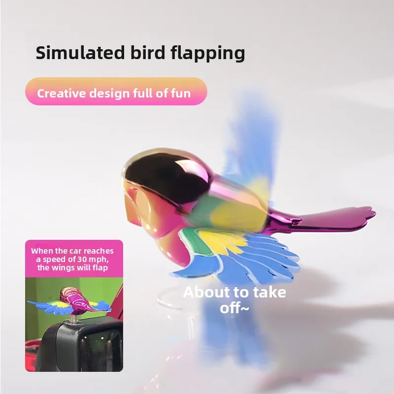 [Movable Wings] 3D Three-dimensional Decoration of Accompanying Birds, Car Rearview Mirror, Wind Power-free Creative Decoration