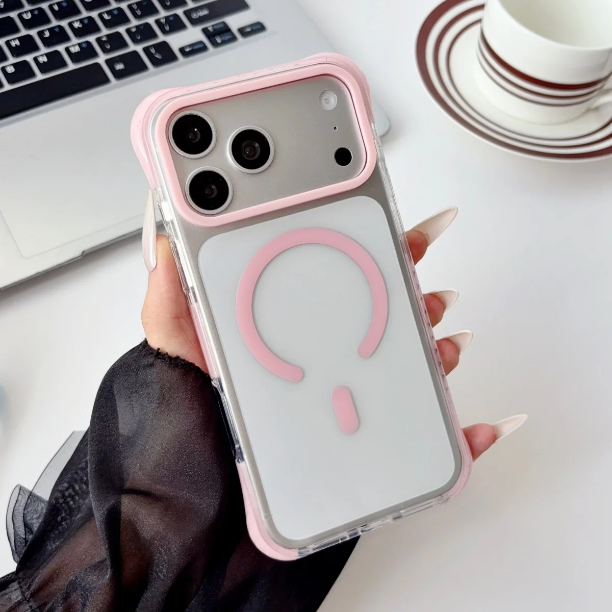 Airbags Shockproof Clear Magnetic Armor Case for IPhone 18 17 16 15 14 Pro Max for Magsafe Wireless Charging Shockproof Cover view 3