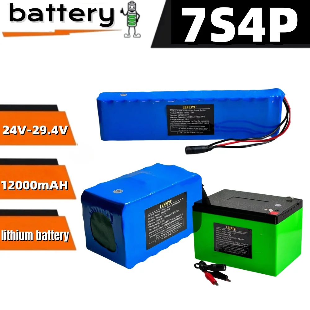 

100% brand new 24V 7S4P 25.2v 12000mAh lithium-ion battery 18650+charger