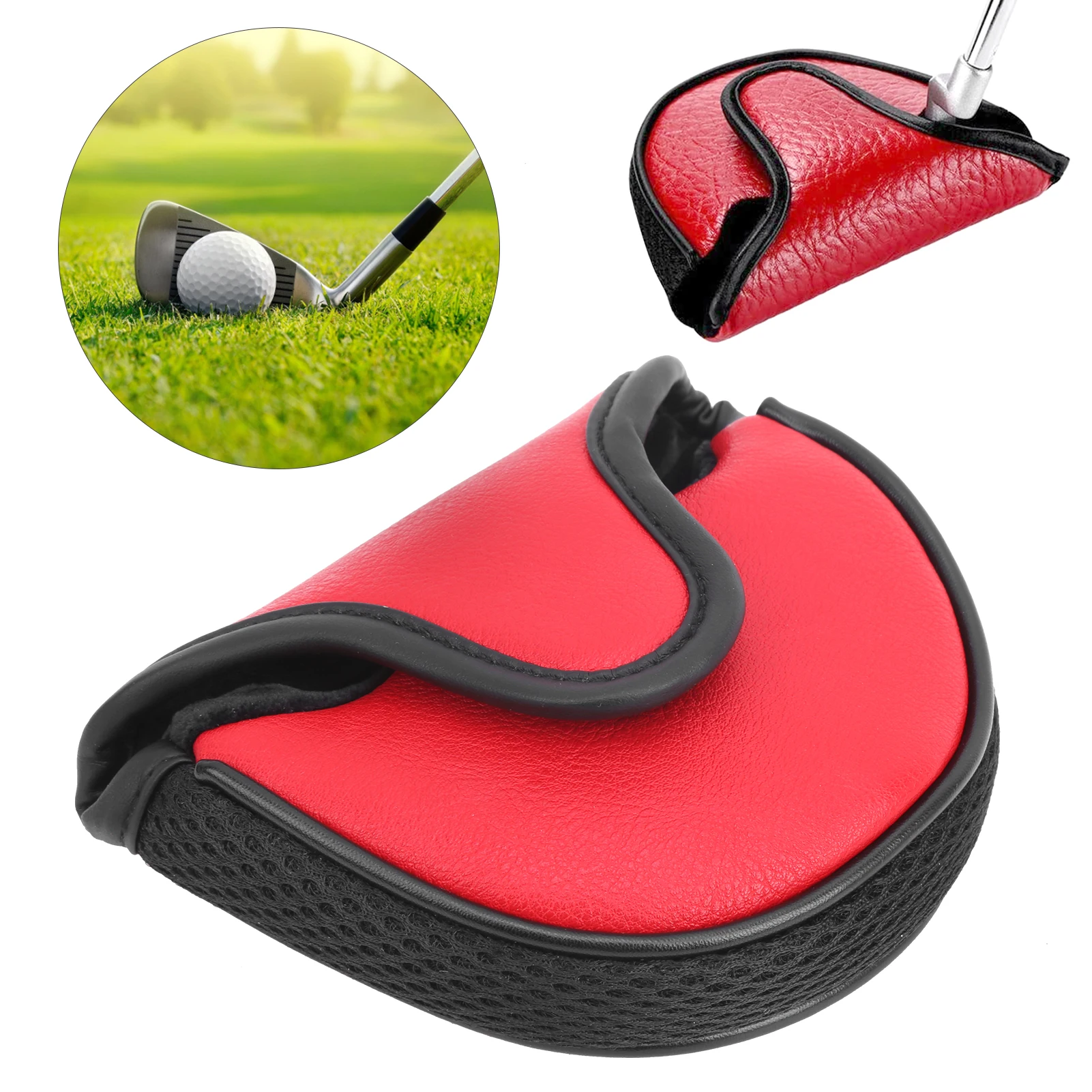 

Golf Putter Protection Covers Headcover Semicircle PU Leather Guard Waterproof Accessory