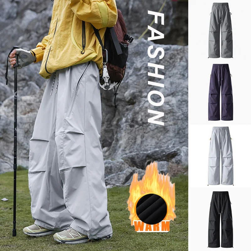 

Уличные походные брюки, повседневные и модные брюки десантника, мужские осенние и зимние свободные повседневные брюки с галстуком-бабочкой, бархатные штурмовые брюки