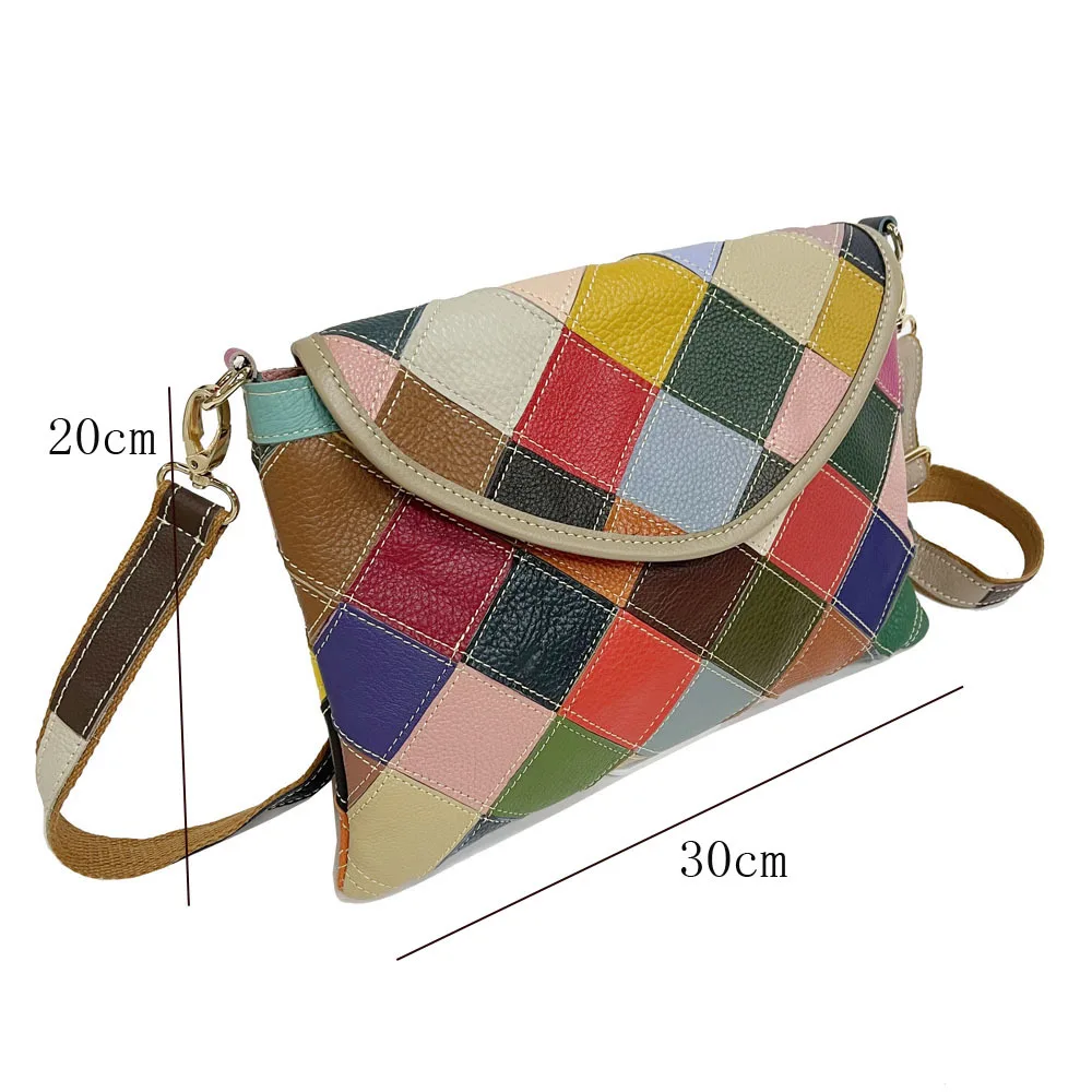 Annmouler Brand Women Shoulder Bag Genuine Leather Patchwork Envelop Bag Large Capacity Crossbody Bag Cow Leather Messenger Bag