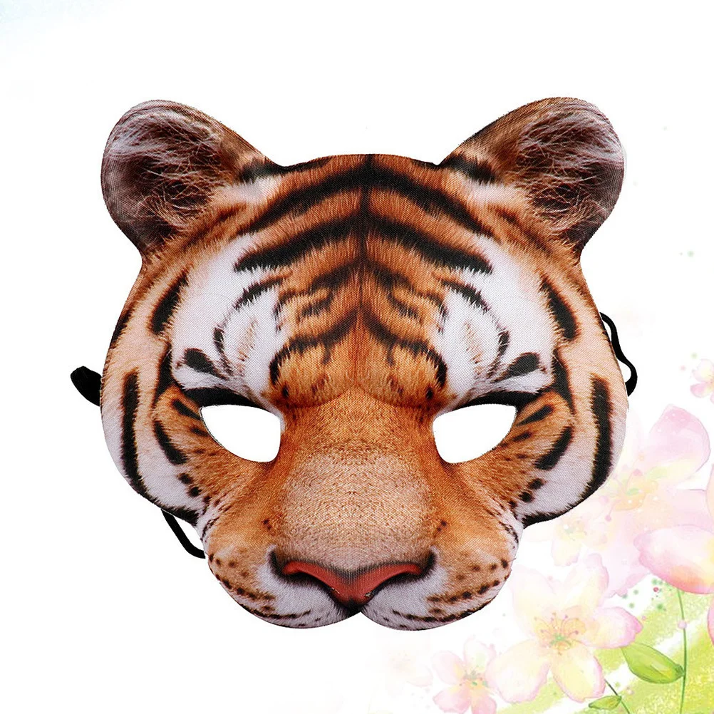 Máscara de tigre amarillo Eva, máscara de disfraz de Animal de simulación de cara completa, accesorio de actuación de fiesta de Halloween para Festival de disfraces de disfraces