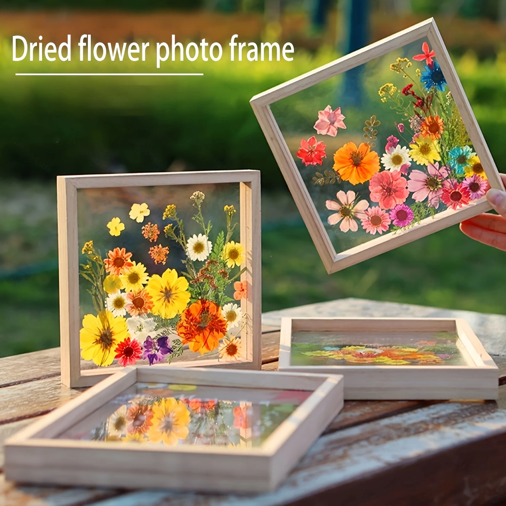 New Design Double Sided Embossed Photo Frame,Acrylic Transparent Glass,Handmade DIY Material,Dried Plant Leaf Specimen,Painting