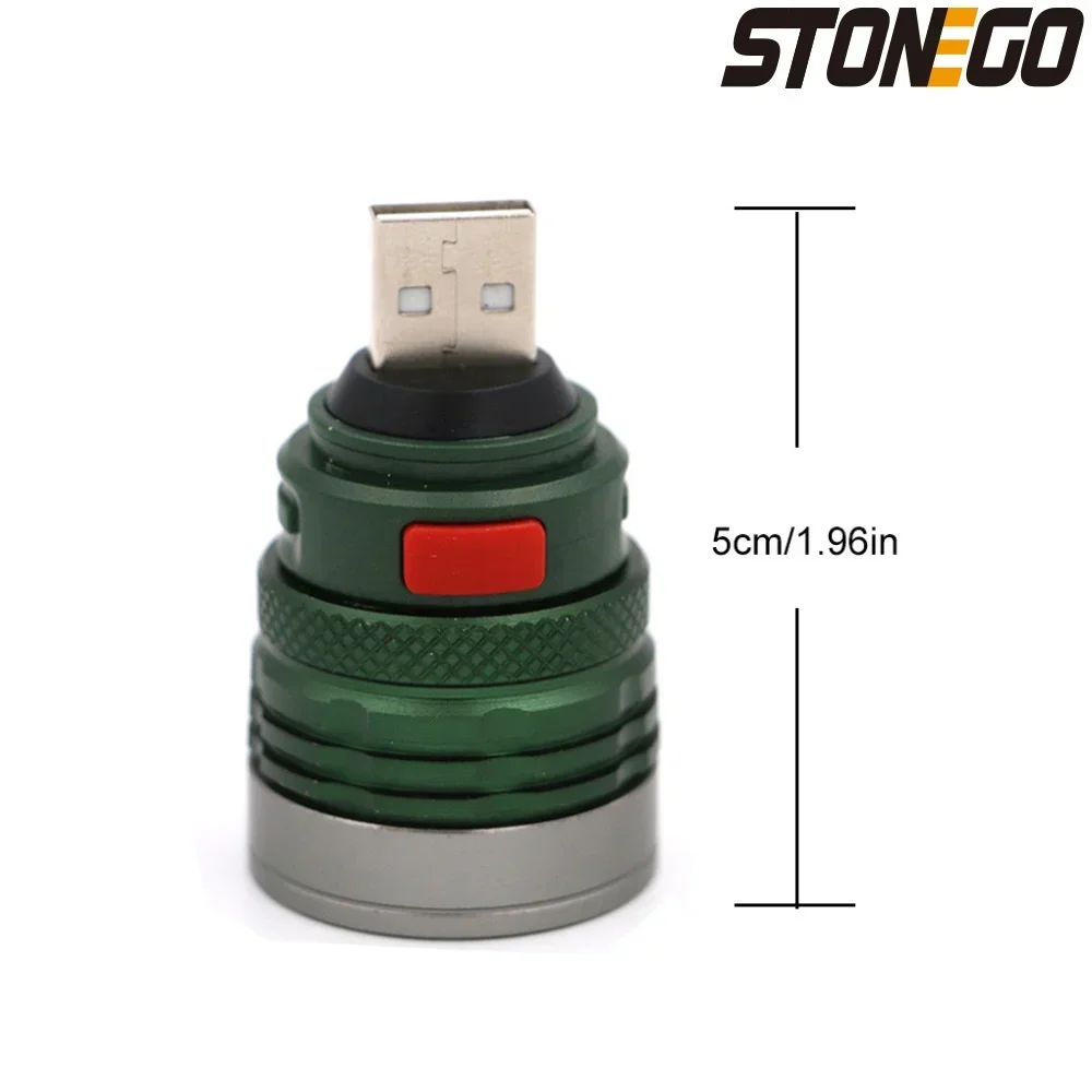 مصباح يدوي USB صغير محمول زوومابلي 3 أوضاع مشرق سبائك الألومنيوم قوة البنك ضوء الشعلة