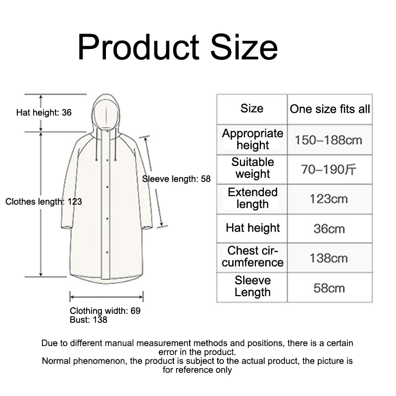 Adult Hooded Poncho One-piece Long Raincoat Reusable Men's And Women's Waterproof Raincoat Outdoor Travel Transparent Raincoat