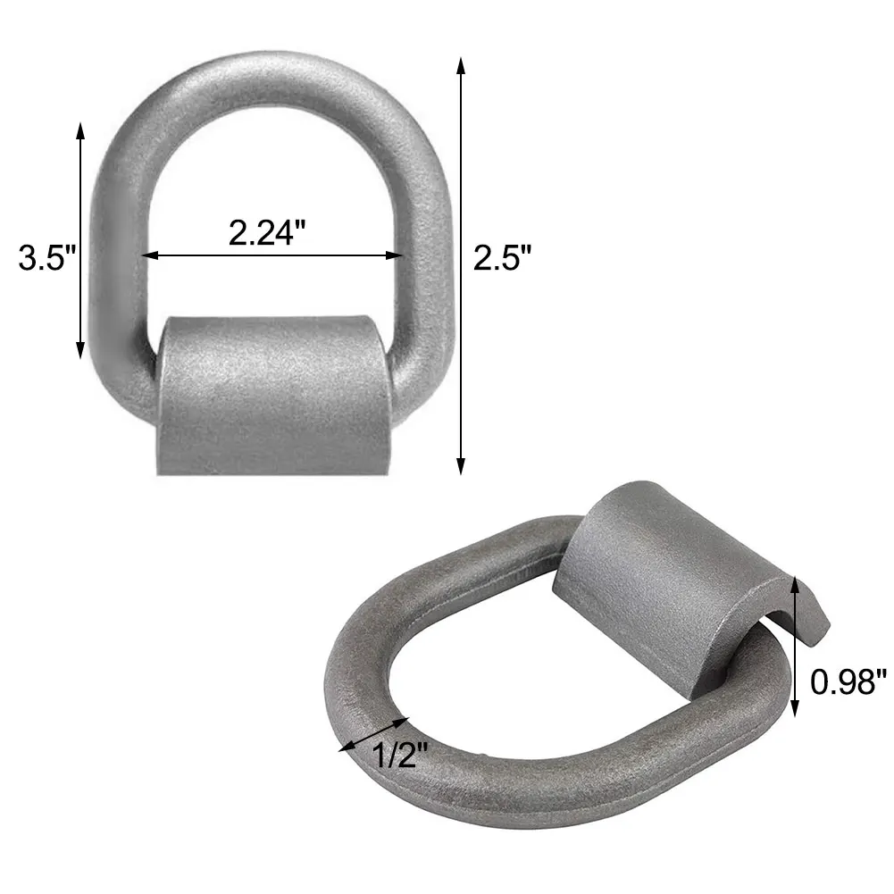 4pcs 1/2 Inch Heavy Duty Welded D Rings 12000 Lbs Breaking Strength For Truck Cargo RV Trailer Tie Down Anchor Points