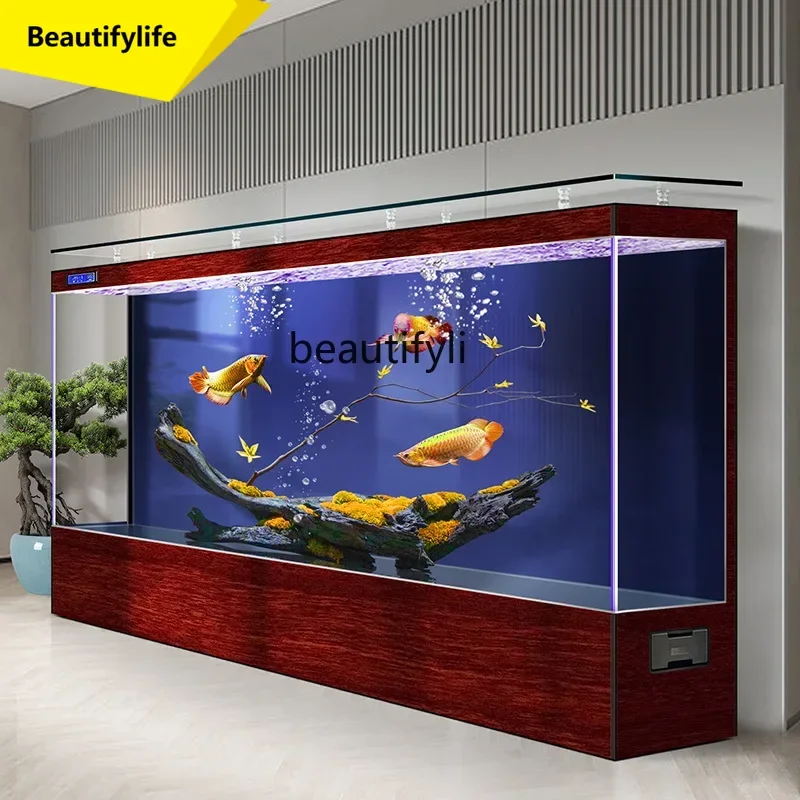 

LL A57 Giant large fish tank living room ultra-white glass company household floor-to-ceiling ecological viewing aquarium