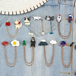 16 style personality metal Enamel pins Lapel Brooches Badges plants animal dog cats egg cloud Women fashion jewelry Gift for her