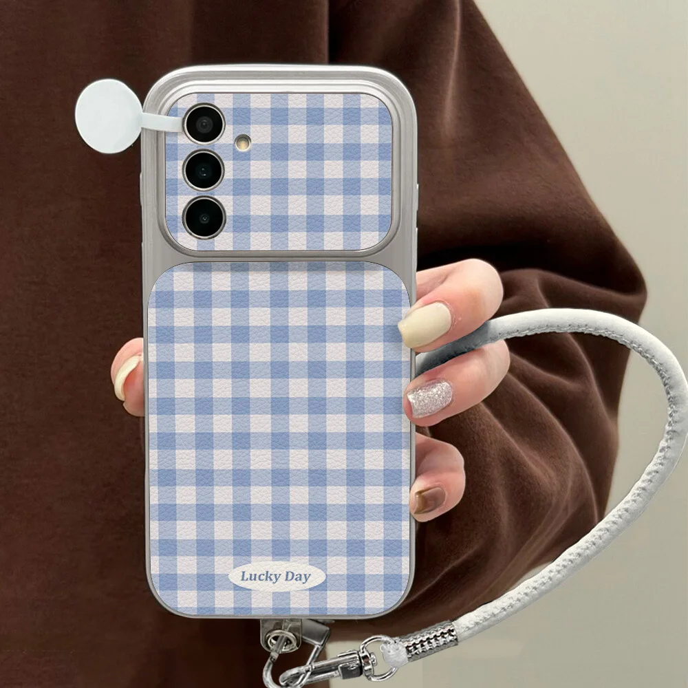 Gitter-Silikon-Handyhülle für Samsung S26 Ultra S26+ S25 FE S24 S23 Ultra A56 A36 A16 A57 A37 A26 A17 Cover Funda mit Lanyard