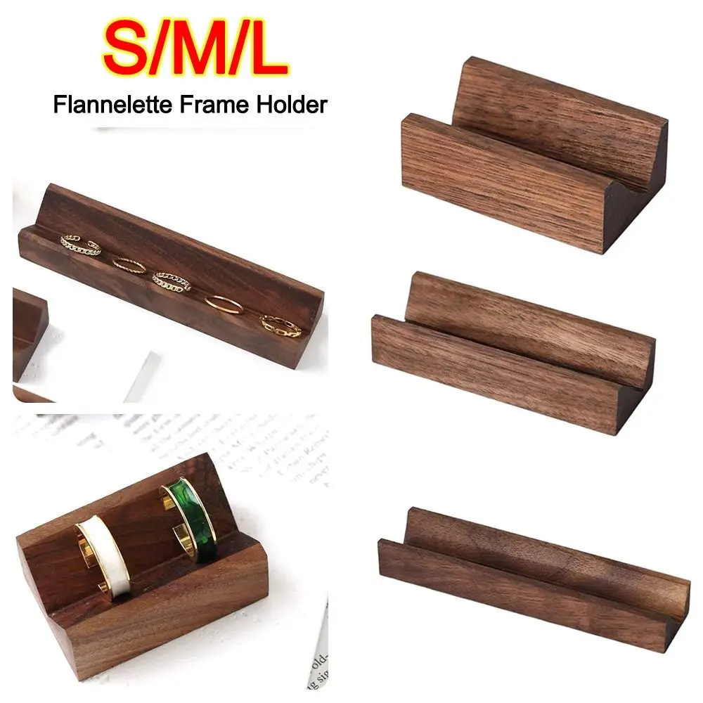 

Jewelry Display Props Walnut Wood Ring Display Rack V-Groove Vintage Flannelette Frame Holder Earring Jewelry Tray