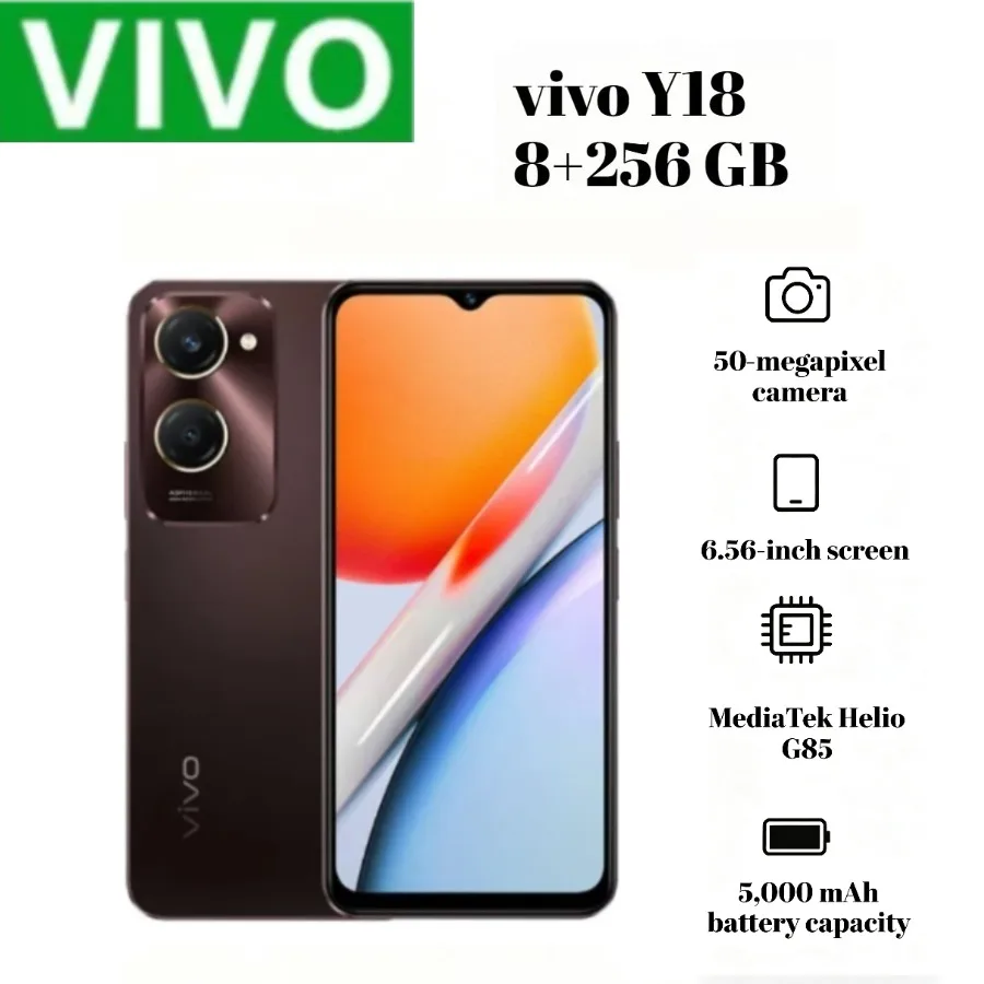2026 New Stock Global Unlocked VIVO Y18 4G Smartphone 8+256GB,12GB Extended RAM,6.56