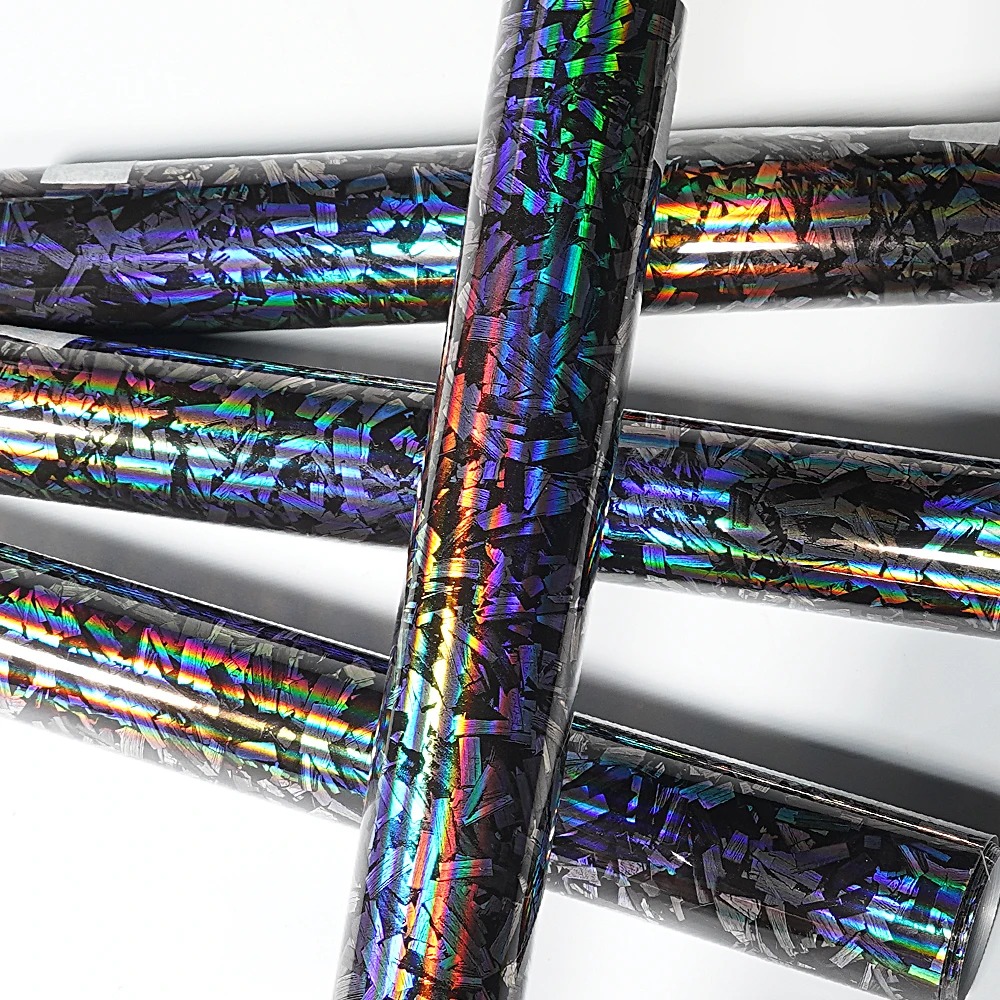 Rainbow Holographic Forged Carbon Glossy Laser Wrap Vinyl Motorcycle Stickers Forged Carbon Fiber Car Body Color Change Film view 3