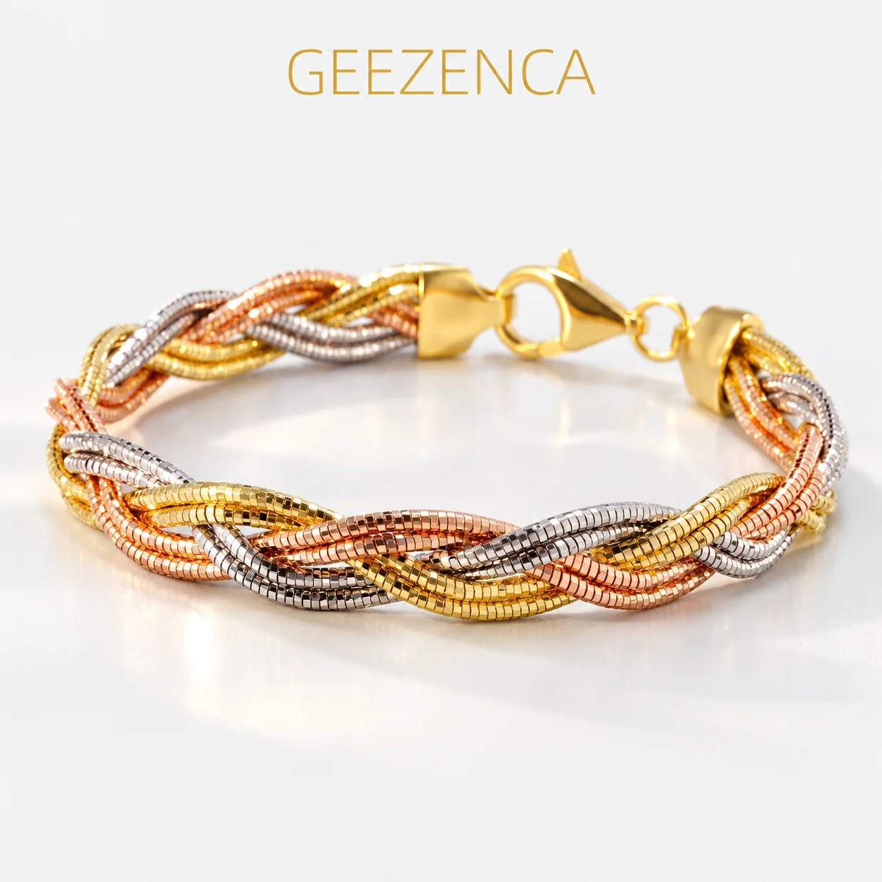 GEEZENCA Italian Chic 925 Silver Tricolor 6 Threads Braided Bracelet For Women 7.5mm Width Flat Shiny Luxury Bracelets 2024 Gift