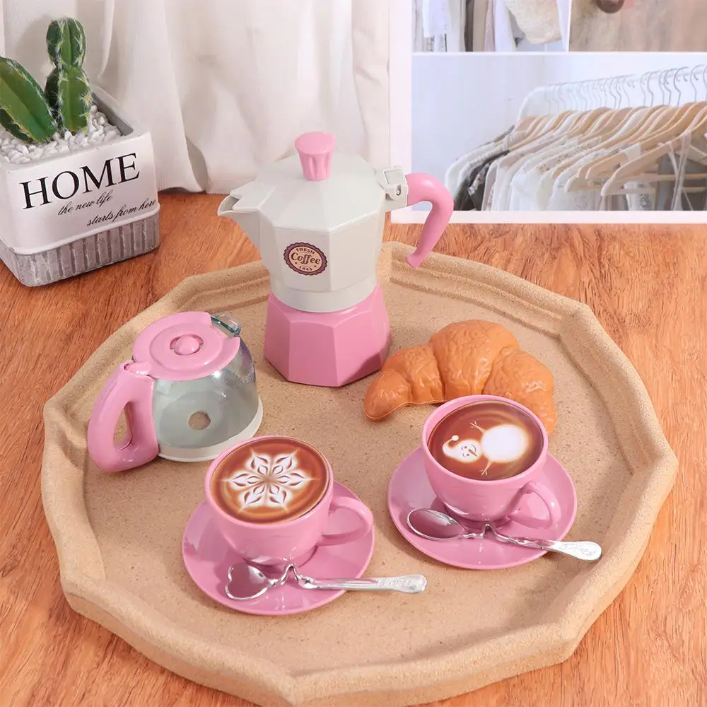 Macchina da caffè Simulazione Set da caffè Bollitore Snack Cibo in miniatura Casa da gioco Cucina Educazione Regalo per il tè pomeridiano