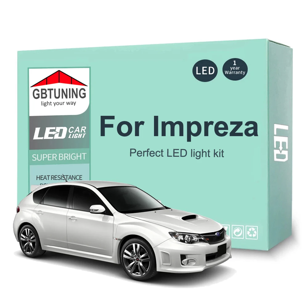 Zestaw żarówek wewnętrznych LED do Subaru Impreza 1990-2021 Samochodowa kopuła LED do czytania Lampa bagażnika Pojazd Canbus Bezbłędny 100%