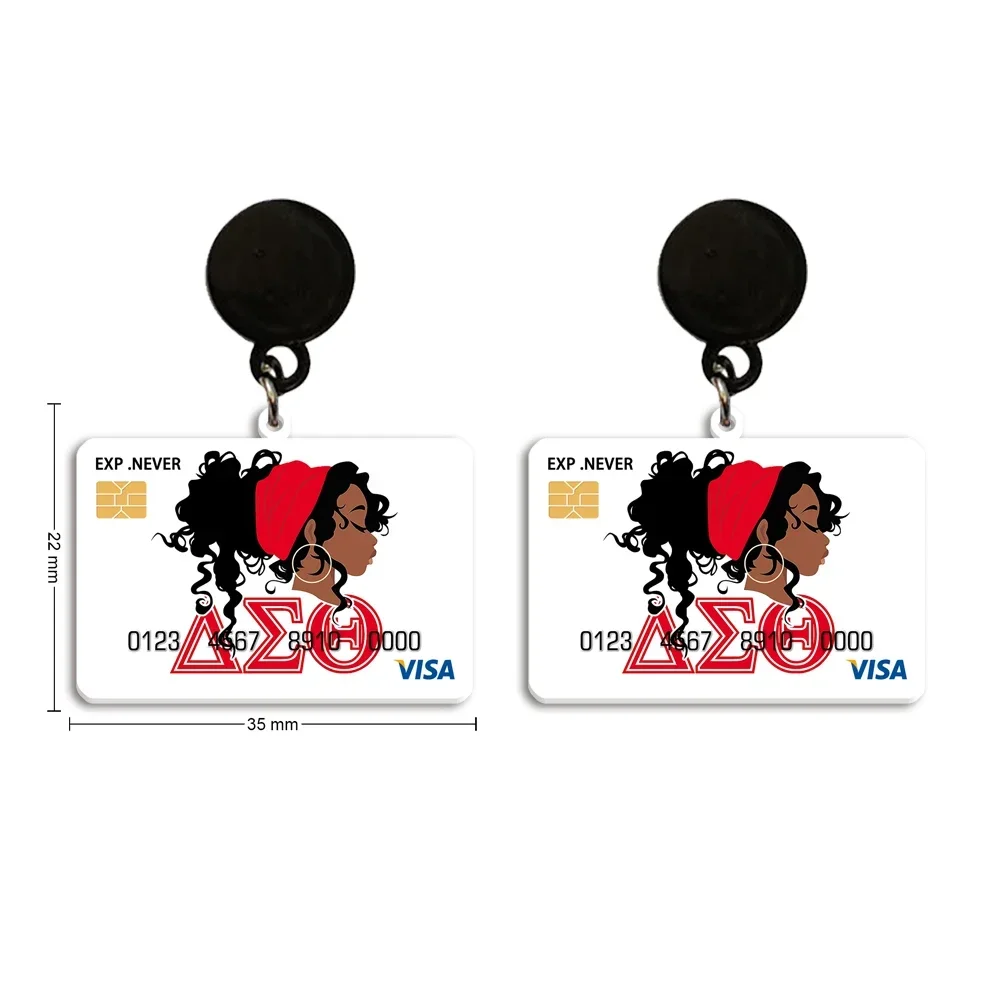

Mixed Sorority Credit Card Hot Selling Acrylic Earrings New Accessories For Women Colorful Beauty Earrings Popular Jewelry