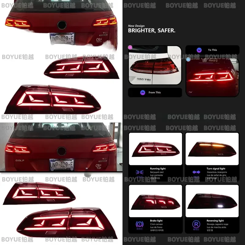 Suitable Specially Designed for Golf 7 Touring Edition Tail Light Modification LED Flowing Turn Signal A
