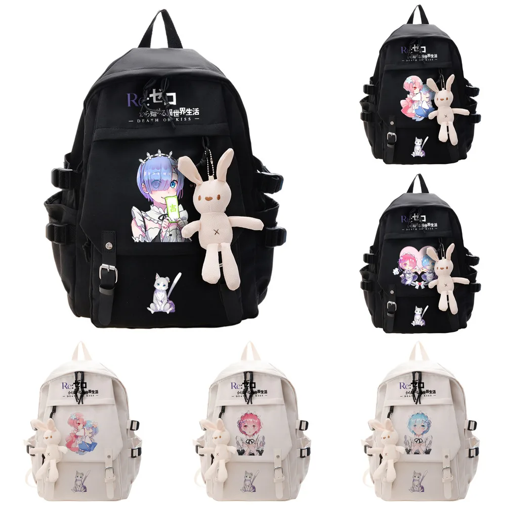 

Anime Relife Different Wolrd Rem Ram Backpack Students School Book Bag Teenagers Boys Girls Shoulder Travel Bags