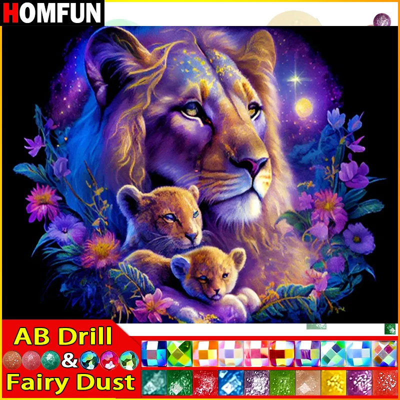 HOMFUN Fairy Dust AB trapano quadrato/rotondo 5D pittura diamante fai da te \