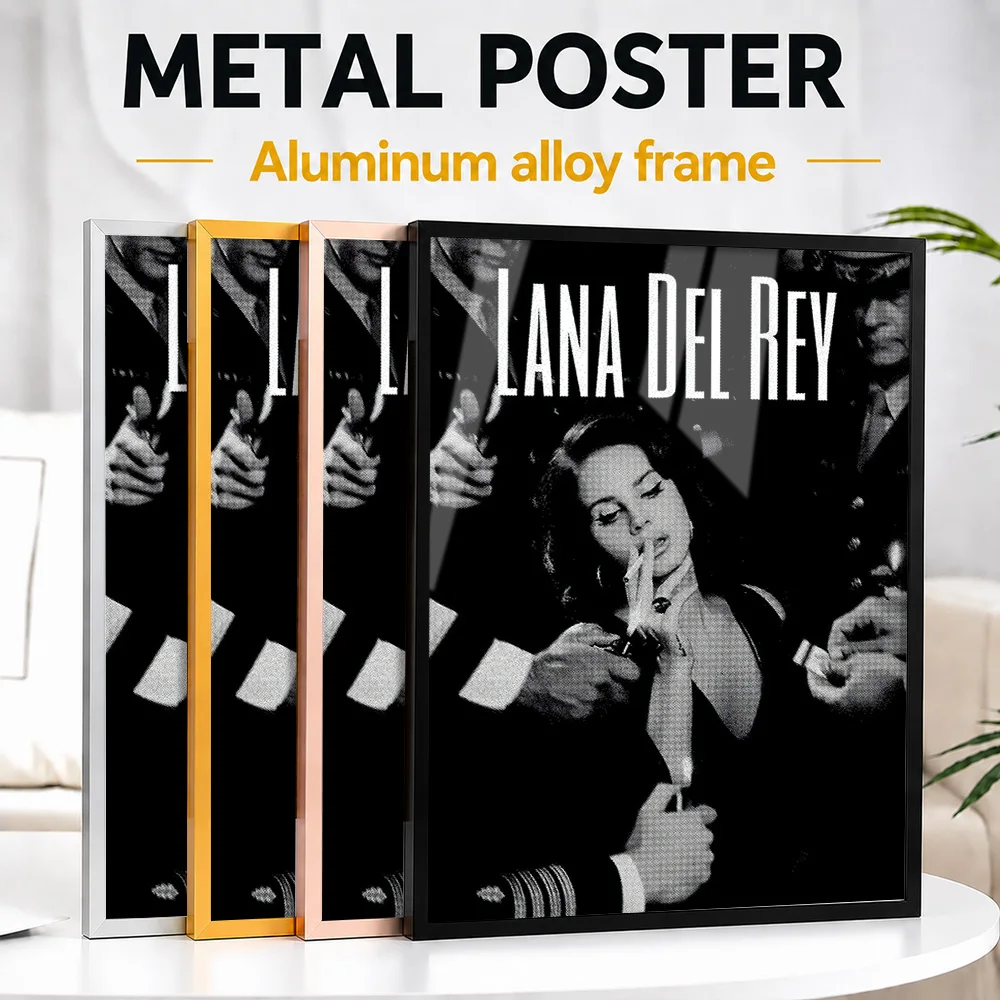Lana Del Rey Framed Metal Print Customized Photo Colorful Soundwave Style Wall Art For Recording Studio Premium Collector Gift
