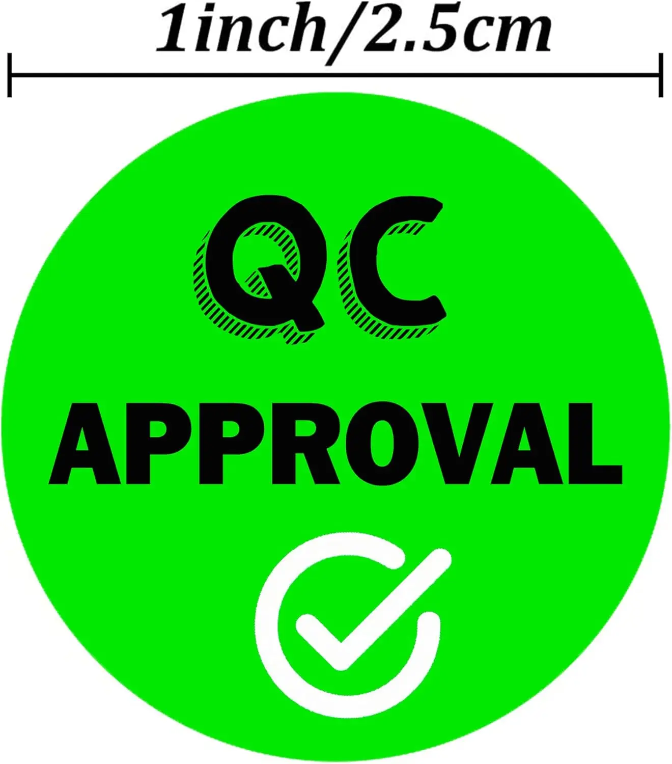 10Rolls1inch QC Approval Labels Green Inventory Quality Control Stickers for Warehouse Quality Control Check Tested Pass 1000pcs
