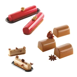 Silicone Eclair Molds Long Strip French Dessert Bakeware Silione Cake Molds Pastry Mousse Baking Moulds Kitchen Baking Tools