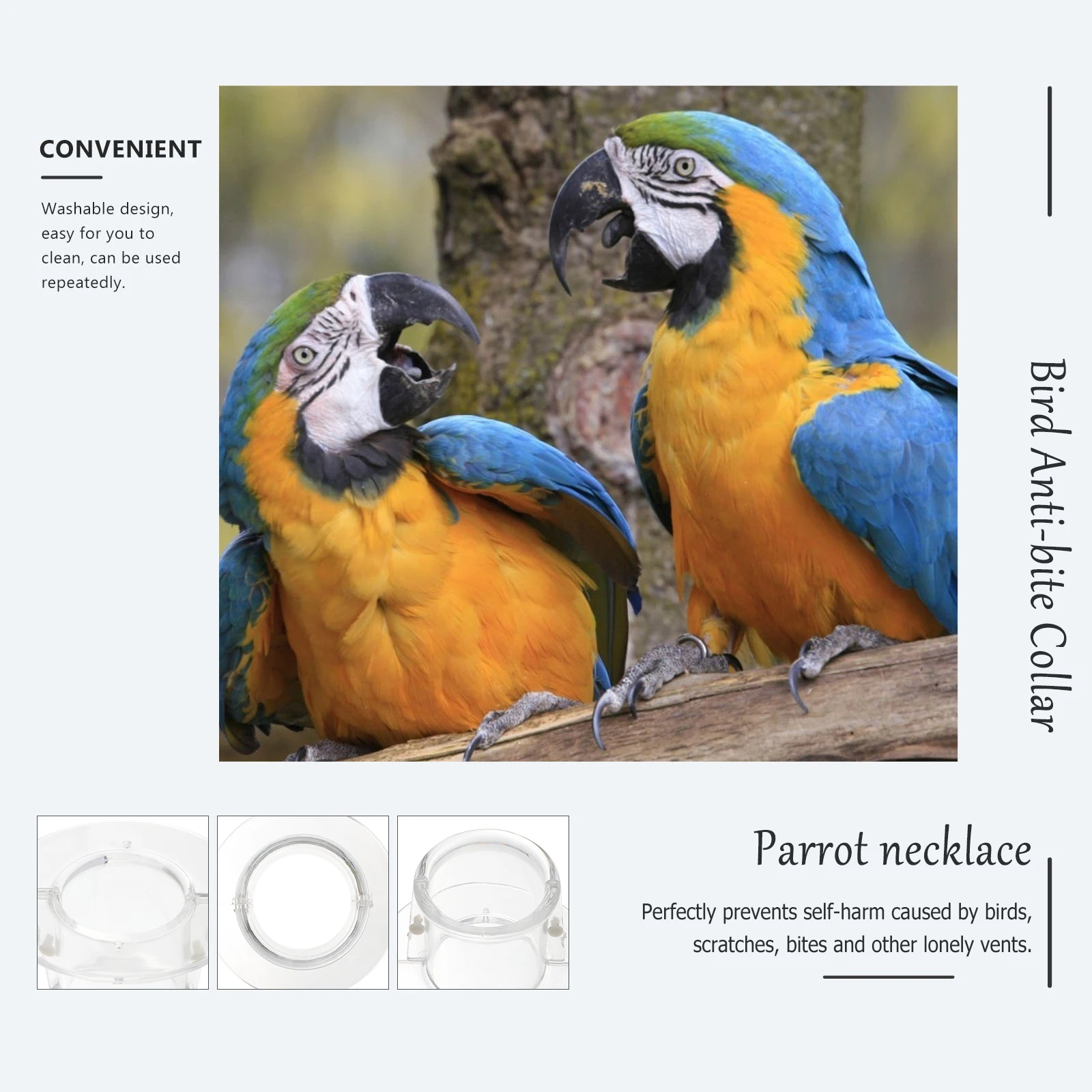 

Pet Anti Bite Collar Durable Adjustable Neckband for Parrots Bird Anti-bite Supplies Plastic Material Self Harm Prevention