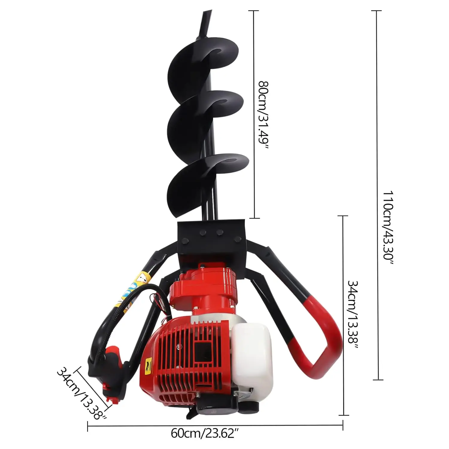 Dois Stroke Gás Powered Post Hole Digger, 8500Rpm Post Hole Digger, Terra Auger com 8 "Earth Digger, 43Cc