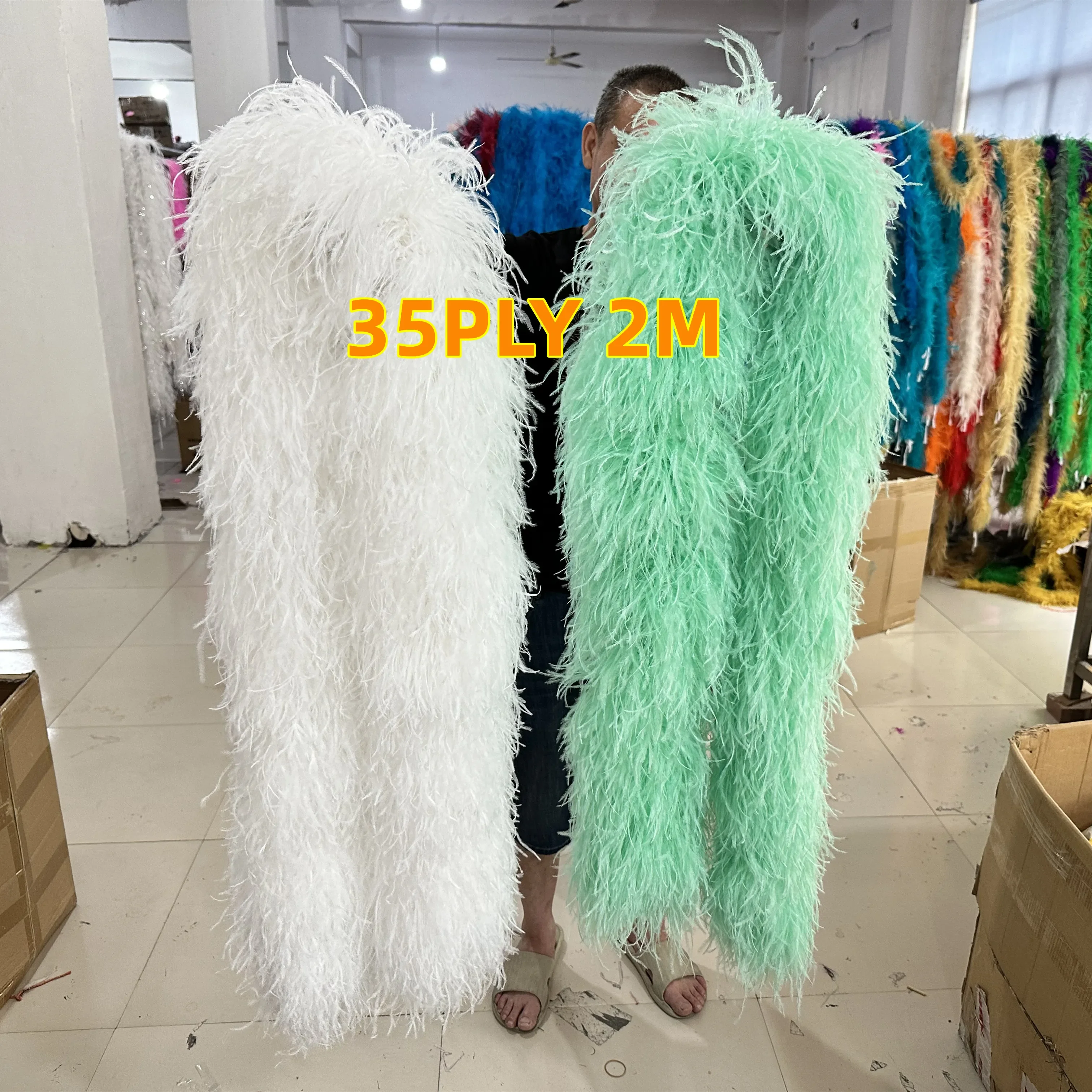 

Ostrich Feathers Boa 35PLY Thick 2Meters Fluffy Ostrich Feather Scarf For Wedding Party Dress Costume Shawl Decoration Wholesale