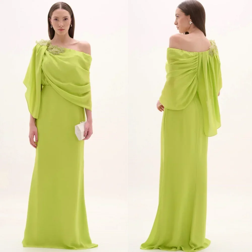 Customized Price AdjustmentJersey Sequined Ruched Christmas A-line One-shoulder Bespoke Occasion Gown Long Dresses