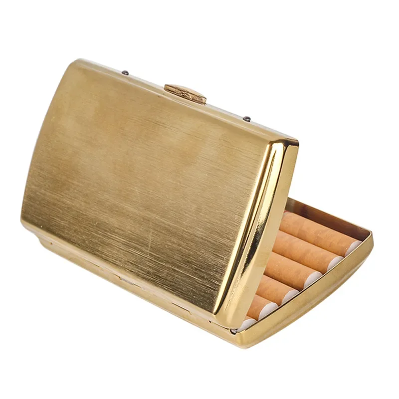 Simple Luxury Brass Cigarettes Case Anti-Pressure Tobacco Storage Case For Camping Portable Outdoor Cigarette Case with Slip