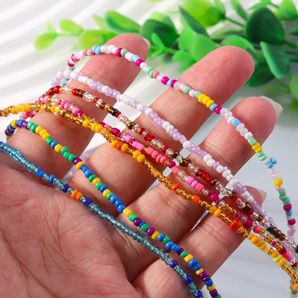 Modische, bunte, handgefertigte Perlenkette für Damen und Mädchen, Party- und Festivalschmuck, Geschenkidee – Detail 2