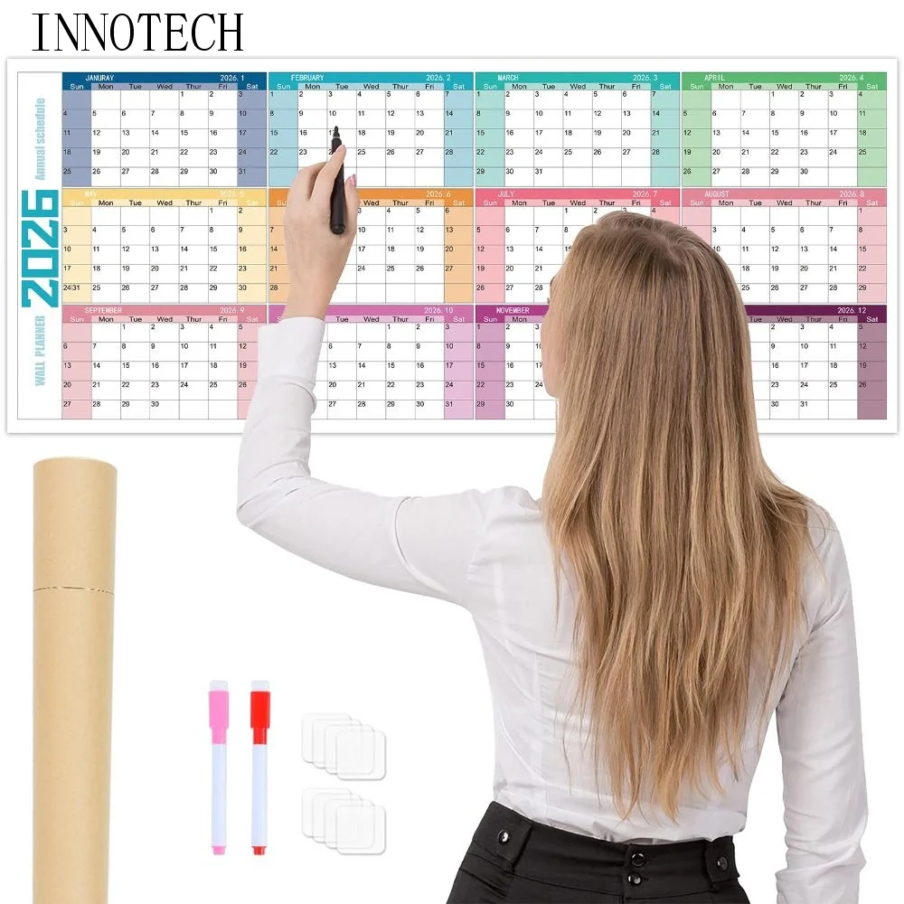 

Durable 42x100cm 2026 English Calendar Creative Notes 12 Month Calendar INS To Do List Large Size Calendar School