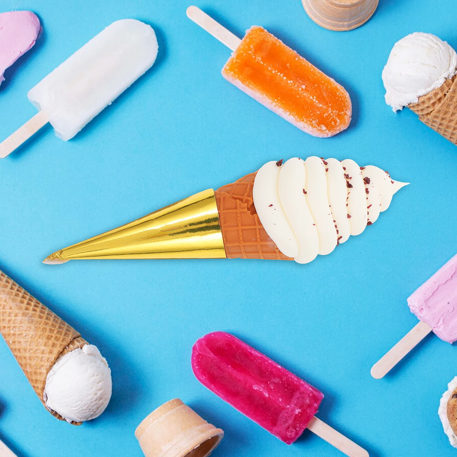 

Ice Cream Cone Props Artificial Modeling Figurine Fake PVC Dessert Display Models Shop Decor Photography Accessories
