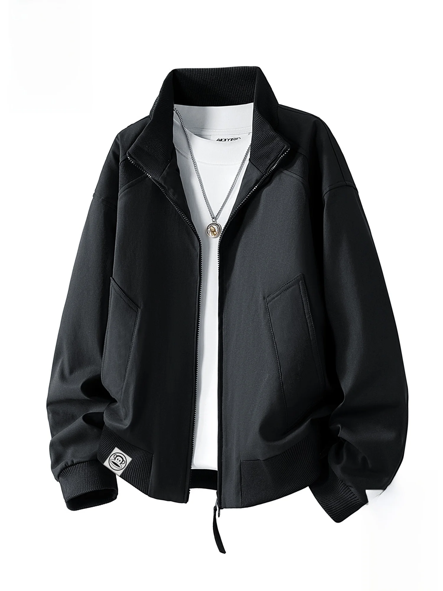 

PaulFrank Men's Loose Casual Jaet Flng Collar Monkey Pattern Autumn Winter Faion Brand CleanFit Outerwear