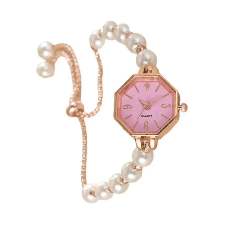 Elegant Alloy Women Watch Pearl Adjustable Strap Quartz Wristwatch Bracelet Watch Daily
