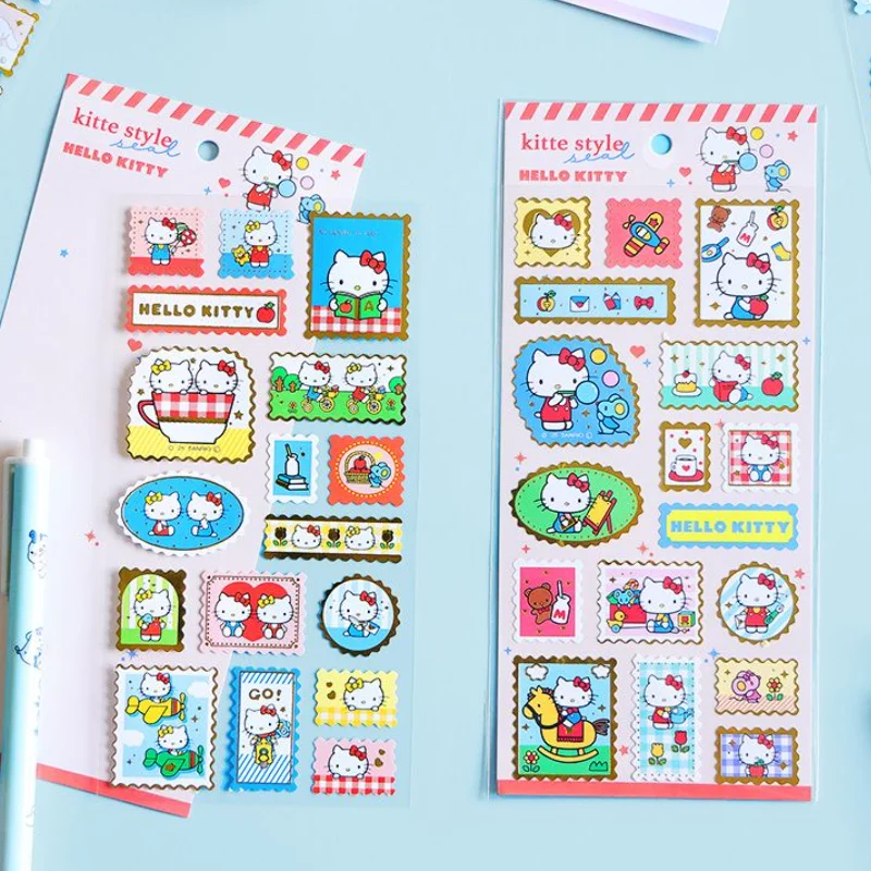 النمط الياباني الكرتون مرحبا كيتي ملصقات الإبداع الساخن ختم Stamps ملصق الكمبيوتر جراب هاتف الديكور هدايا الطلاب