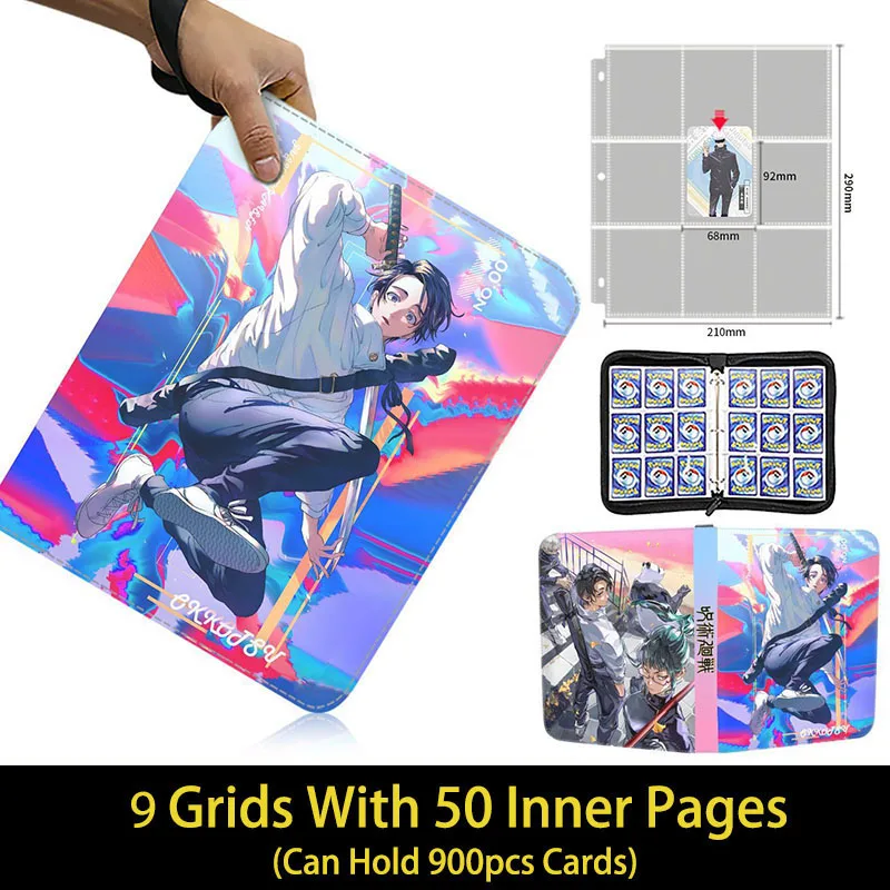 Jujutsu Kaisen Card Binder Collector Zipper 4/9 Pocket Anime Trading Game Cards Album Holder Book Folder with 50 inner Pages