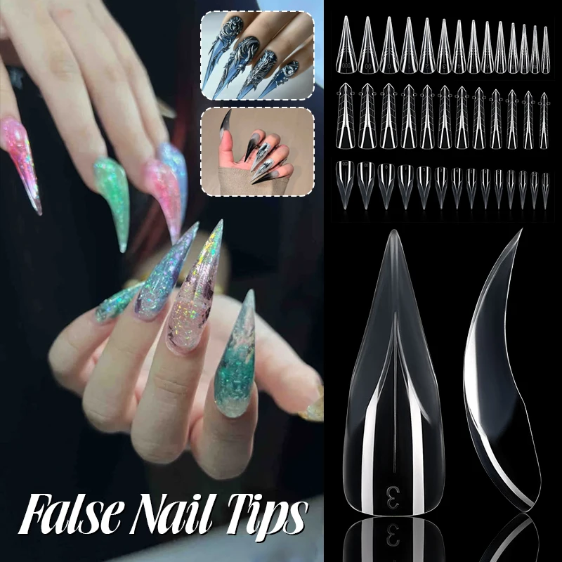 

120/140PCS/Box Eagle Claw Extension Nail Curved Nail Forms for Poly Nail Gel Extension Hawk Sculptural Nails Full Cover Molds