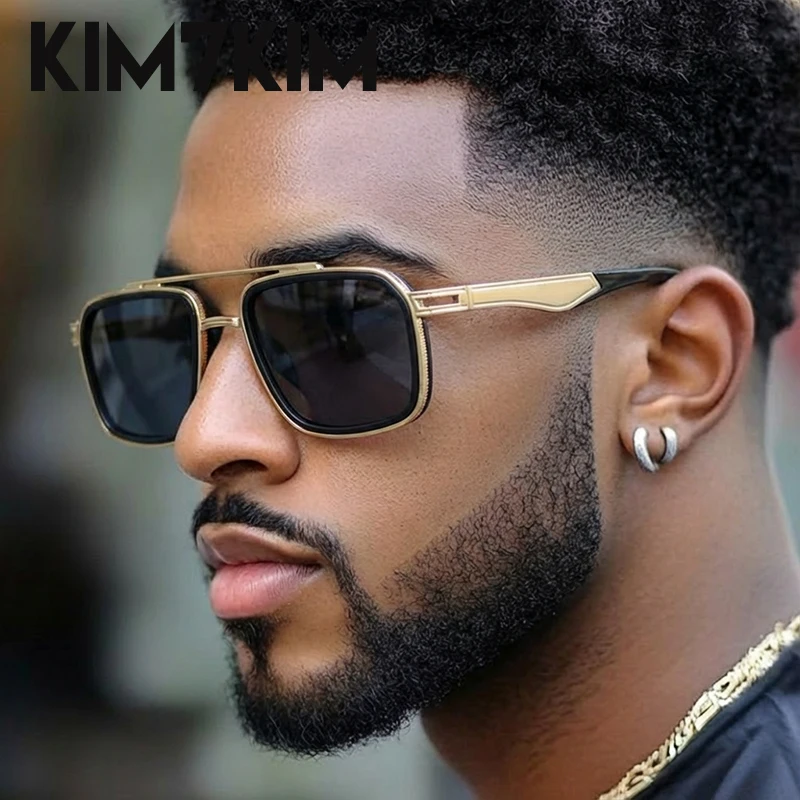 

Steampunk Vintage Square Sunglasses Men 2026 Luxury Brand Double Beam Sun Glasses For Male Punk Metal Frame Eyewear UV400 Shades