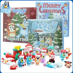 Bluey figura calendario dell'avvento di natale 24 pezzi Set scatola cieca regalo di compleanno Kawaii Blue Dog Anime Figural Action modello in Pvc giocattolo per bambini