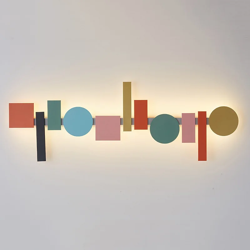 

Modern Simple Creative Colorful Geometric Square Iron LED Lighting Wall Lamp Living Room Corridor Decoration Indoor Sconce