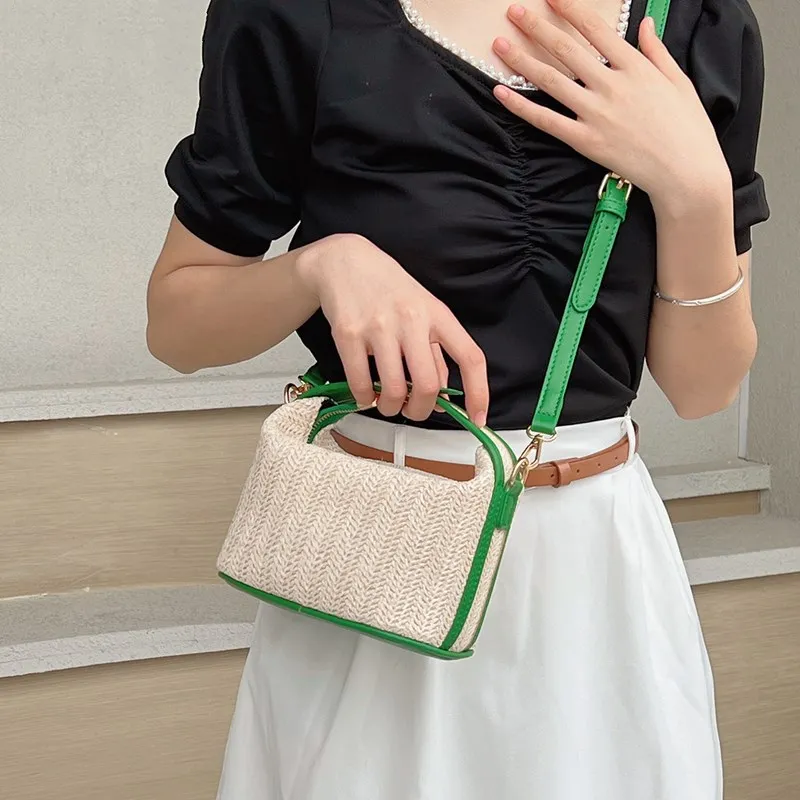 2023 New Straw Crossbody Bag For Women Bohemian Small Knitting Summer Purse And Luxury Handbag Vacational Bucket Beach Bags