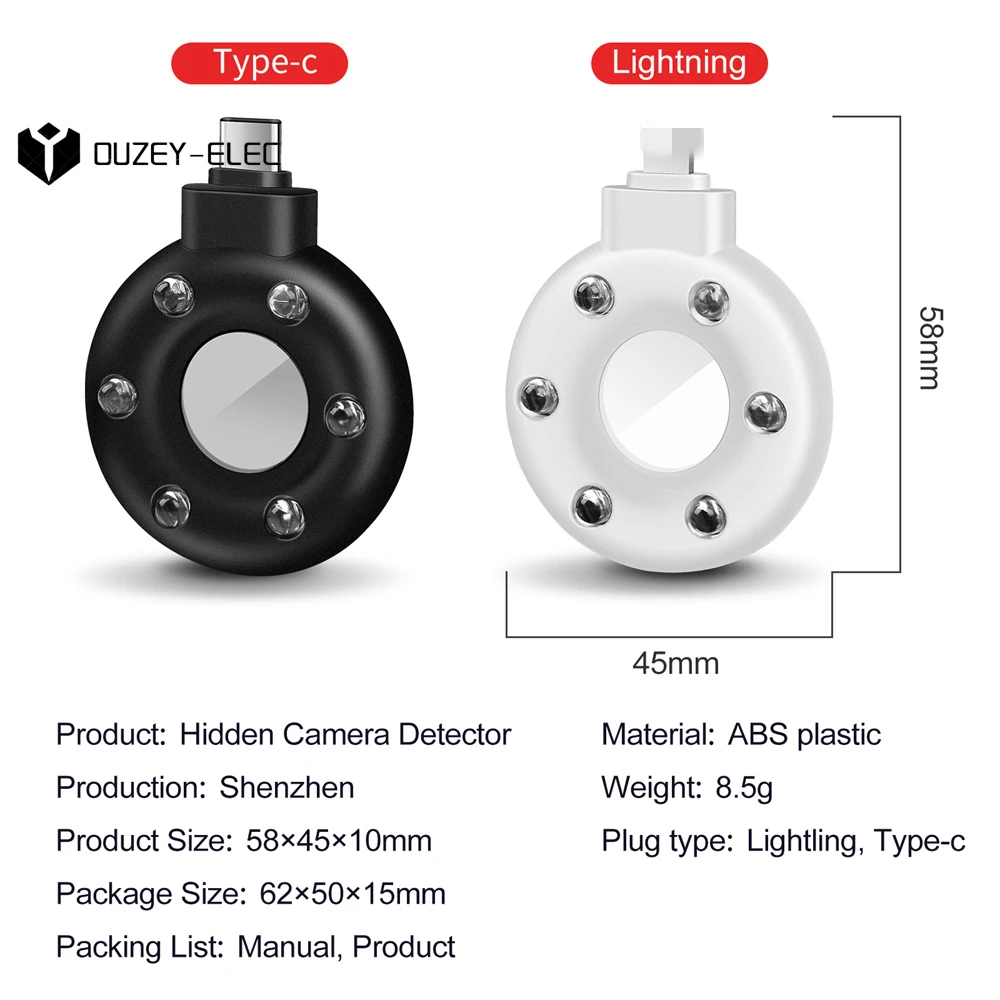 Imagem -06 - Anti Candid Câmera Detector Portátil Usb Hotel Infravermelho Anti-vigilância Anti-sneak Detector Câmera de Tiro para Verificação de Segurança
